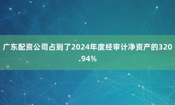 广东配资公司占到了2024年度经审计净资产的320.94%